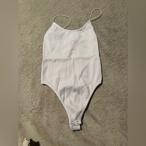 Forever 21 White Ribbed Bodysuit